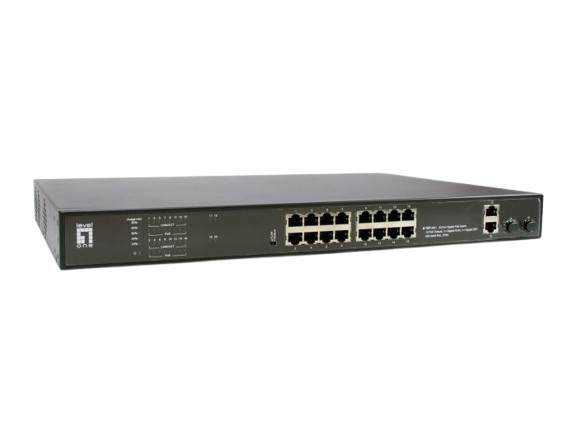 20-Port Gigabit PoE Switch, 16 PoE Outputs, 2 x Gigabit RJ45, 2 x Gigabit SFP, 802.3at/af PoE, 270W