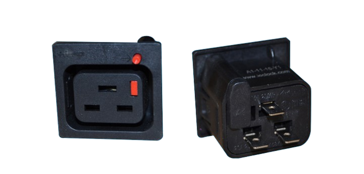 IEC Lock C19 socket  6.3 TERM 1.5 PANEL THK BLACK

