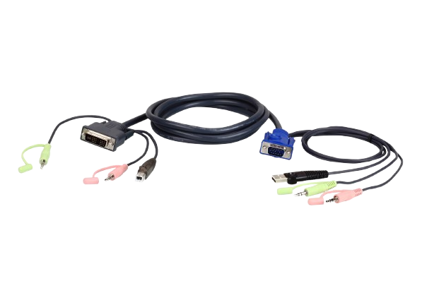 USB VGA to DVI-A KVM Cable w/Audio - 1.8m